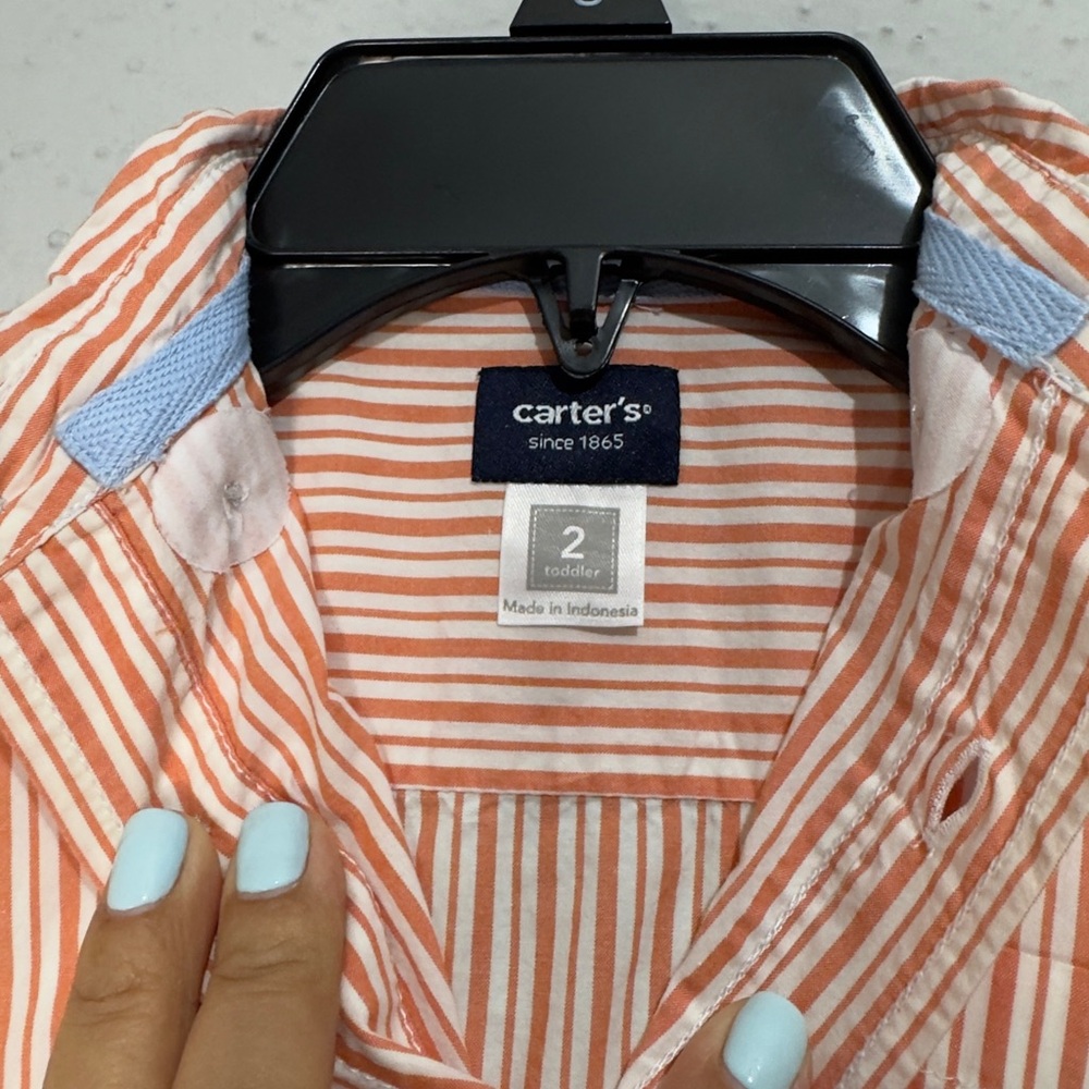Carter's Orange and White Striped Toddler Button Polo